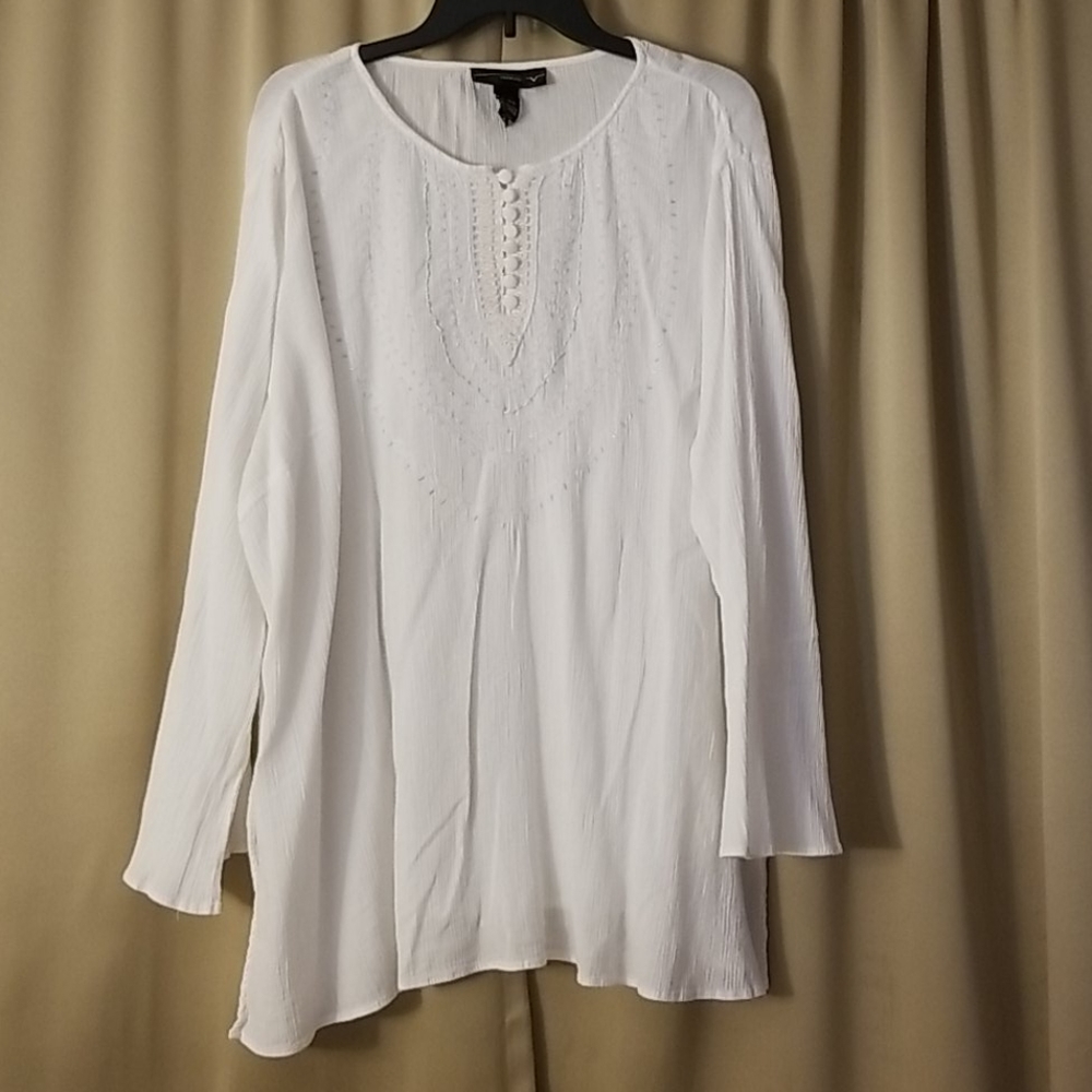 Venezia White Gauze Beaded Top